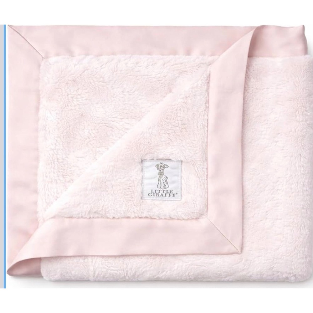 Little Giraffe Luxe Baby Blanket Pink Faux Fur Satin Trim 29x35 Nordstrom Baby